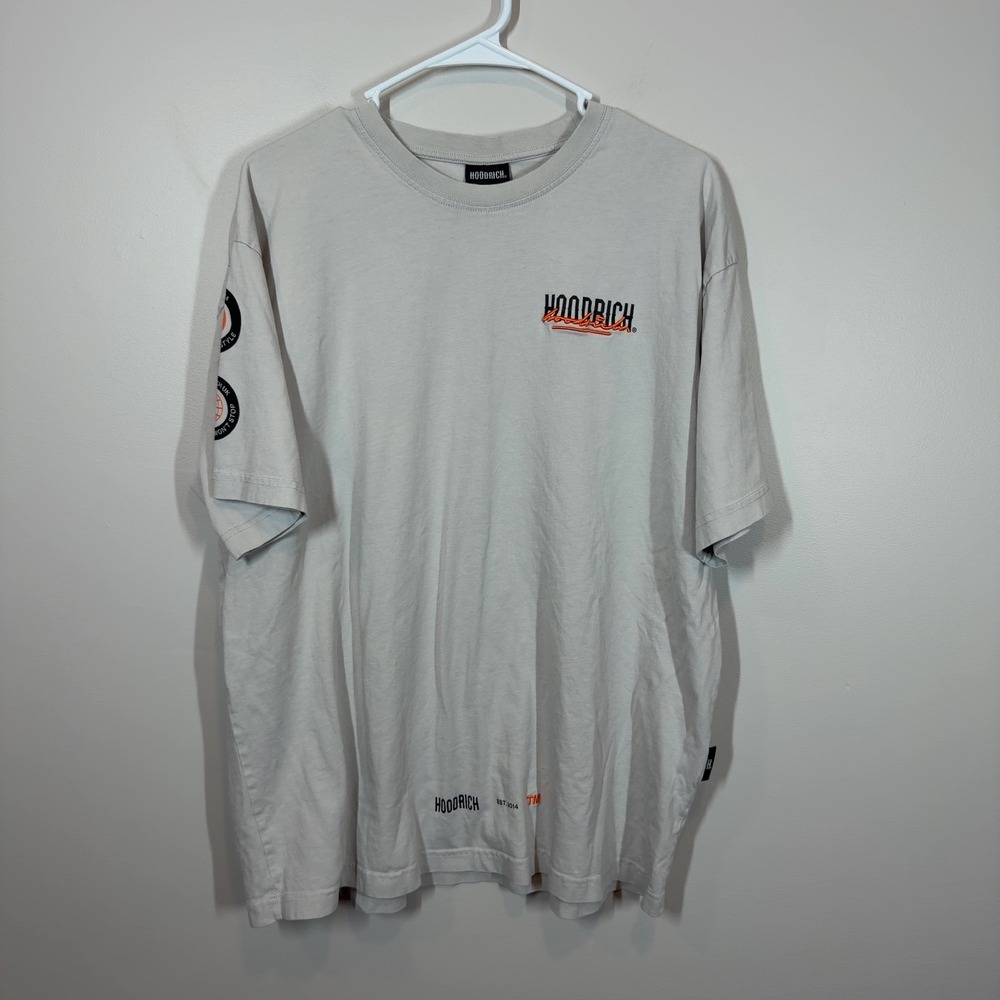 Hoodrich Graphic T-Shirt Men's Size XXL Beige Grey Est 2014 Worldwide Heavy Logo